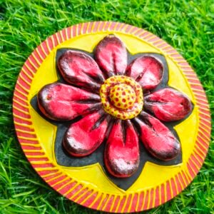 Radiant Bloom Handmade Lippan Art Floral Wall Decor (Size 4 Inch)