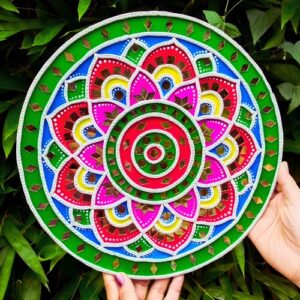 Blooming Lotus Lippan Art Wall Decor (Size 12 inch)
