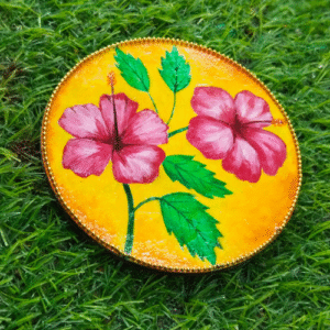 Hibiscus Bloom Hand-Painted Wall Decor (Size 4 Inch)